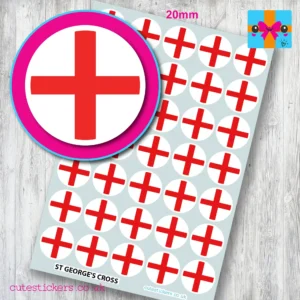 England St Georges Cross - ROUND flag stickers 20mm