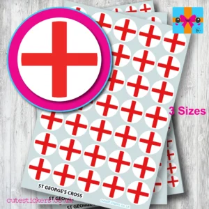 England St Georges Cross ROUND flag stickers 3 sizes