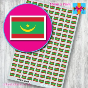 Mauritania flag stickers 10mm
