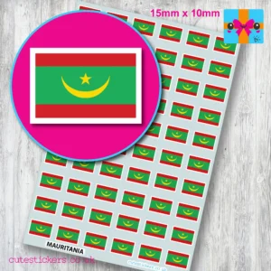 Mauritania flag stickers 15mm