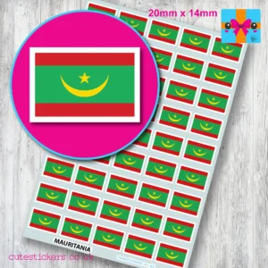 Mauritania flag stickers 20mm
