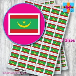 Mauritania flag stickers 3 sizes