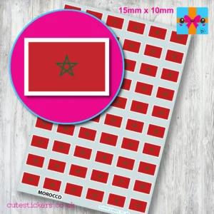 Morocco flag stickers 15mm