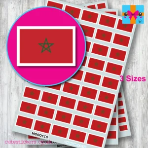 Morocco flag stickers 3 sizes
