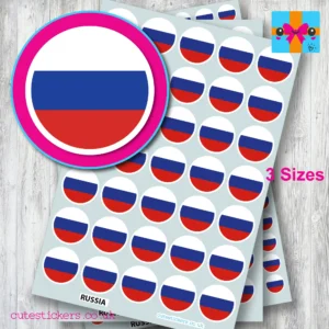 Russia ROUND flag stickers 3 sizes