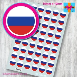 Russia ROUND flag stickers 15mm