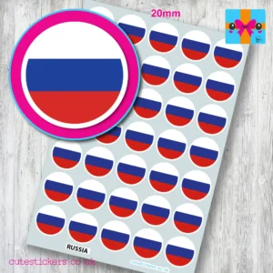 Russia Russian ROUND flag stickers 20mm
