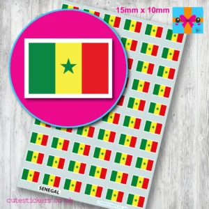 Senegal flag stickers 15mm