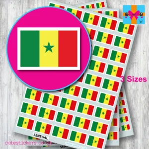 Senegal flag stickers 3 sizes