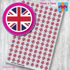 Union Jack United Kingdom ROUND flag stickers 10mm