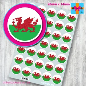 Wales Welsh ROUND flag stickers 20mm