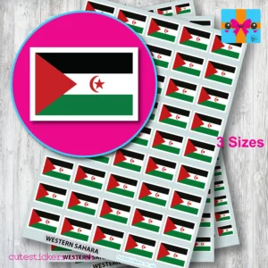 Western Sahara flag stickers 3 sizes
