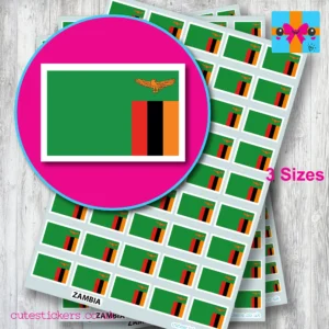 Zambia flag stickers 3 sizes
