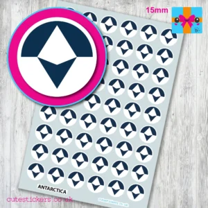 Antarctica ROUND flag stickers 15mm