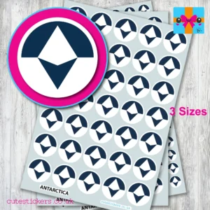 Antarctica ROUND flag stickers 3 sizes