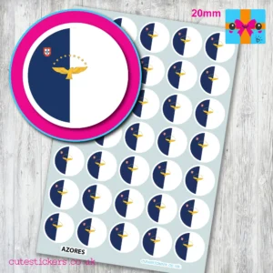 Azores ROUND flag stickers 20mm