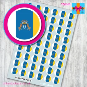 Canary Islands ROUND flag stickers 15mm