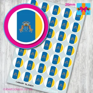 Canary Islands ROUND flag stickers 20mm