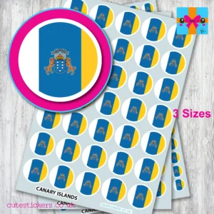 Canary Islands ROUND flag stickers 3 sizes