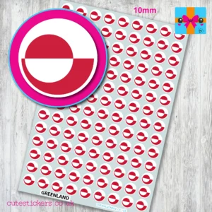 Greenland ROUND Flag stickers 10mm