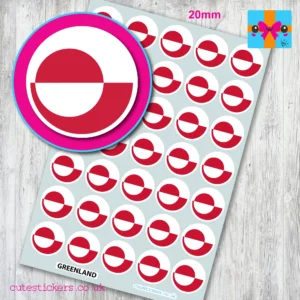 Greenland ROUND Flag stickers 20mm