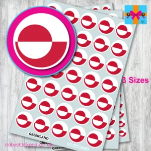 Greenland ROUND Flag stickers 3 sizes