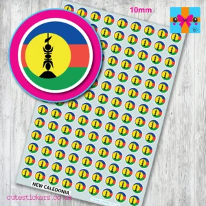 New Caledonia ROUND Flag stickers 10mm