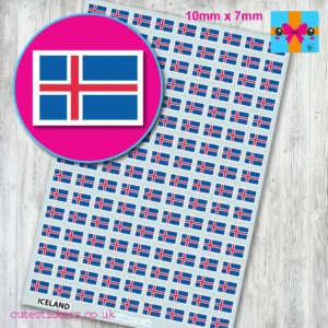 Iceland Flag Stickers 10mm