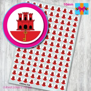 ROUND Gibraltar Flag Stickers 10mm