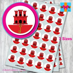 ROUND Gibraltar Flag Stickers 3 sizes