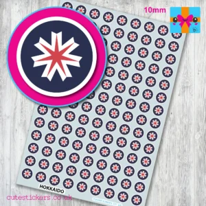 ROUND Hokkaido Flag Stickers 10mm