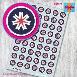 ROUND Hokkaido Flag Stickers 15mm