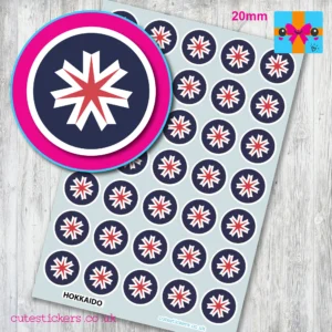 ROUND Hokkaido Flag Stickers 20mm