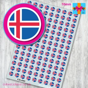 ROUND Iceland Flag Stickers 10mm
