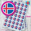 ROUND Iceland Flag Stickers 3 sizes
