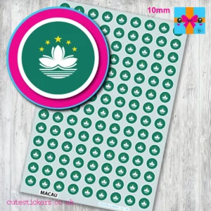 ROUND Macau Flag Stickers 10mm