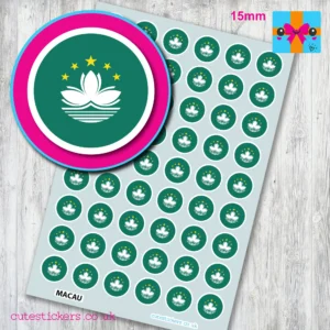 ROUND Macau Flag Stickers 15mm