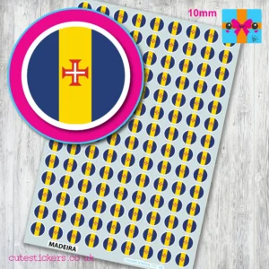 ROUND Madeira Flag Stickers 10mm