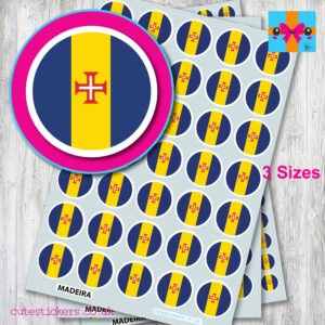 ROUND Madeira Flag Stickers 3 sizes