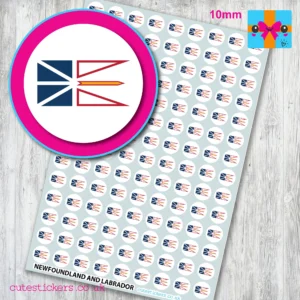 ROUND Newfoundland Flag Stickers 10mm