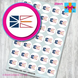 ROUND Newfoundland Flag Stickers 20mm
