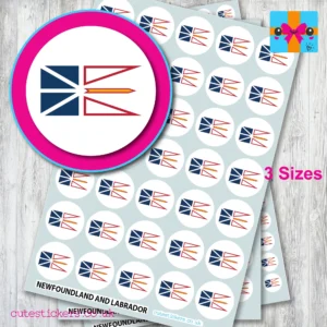 ROUND Newfoundland Flag Stickers 3 sizes