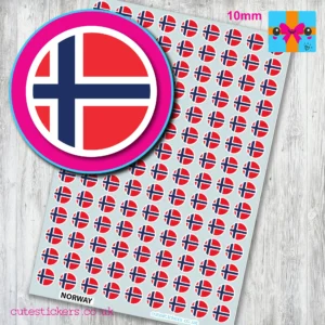 ROUND Norway Flag Stickers 10mm