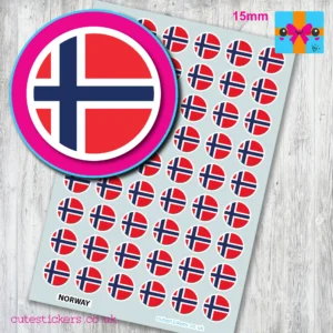 ROUND Norway Flag Stickers 15mm