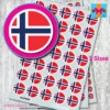ROUND Norway Flag Stickers 3 sizes