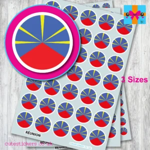 ROUND Reunion Flag Stickers 3sizes