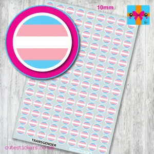 ROUND Transgender flag stickers 10mm