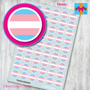 ROUND Transgender flag stickers 15mm