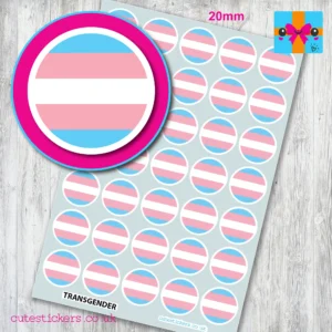 ROUND Transgender flag stickers 20mm