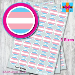 ROUND Transgender flag stickers 3 sizes